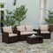 Merrick Lane Atlas 4 Piece Patio Set Contemporary Loveseat, 2 Chair and Coffee Table Set with Back Pillows and Seat Cushions